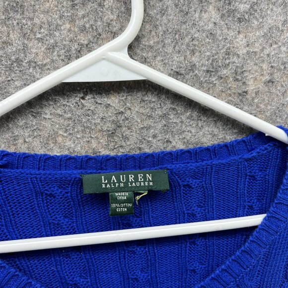 Lauren Ralph Lauren Sweater Men Extra Large Blue Sweatshirt Pullover Cable Knit - Picture 5 of 14